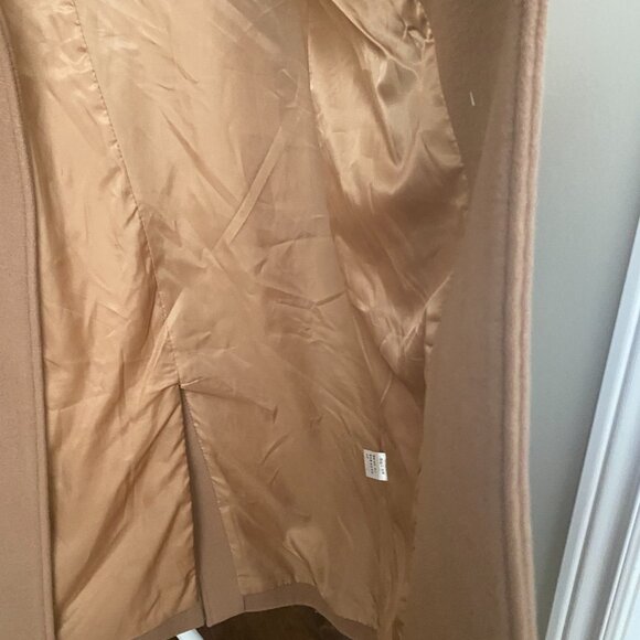 Women’s Camel Wool Blend Long Coat – Double Breasted Classic Overcoat - Picture 4 of 6